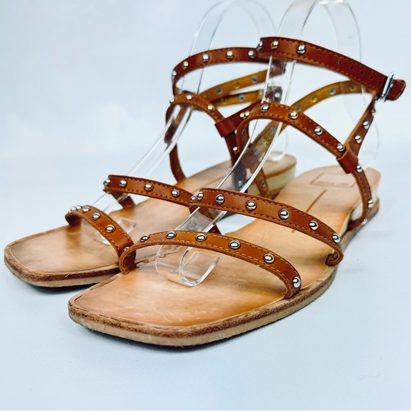 Dolce Vita Rozie Studded Ankle Strap Slip On Sandal Cognac Size 8 - Picture 8 of 15